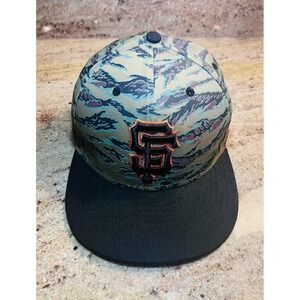 Rare Tiger Stripe Woodland Camo Giants Baseball Hat Fitted New Era Fitted 7 1/2